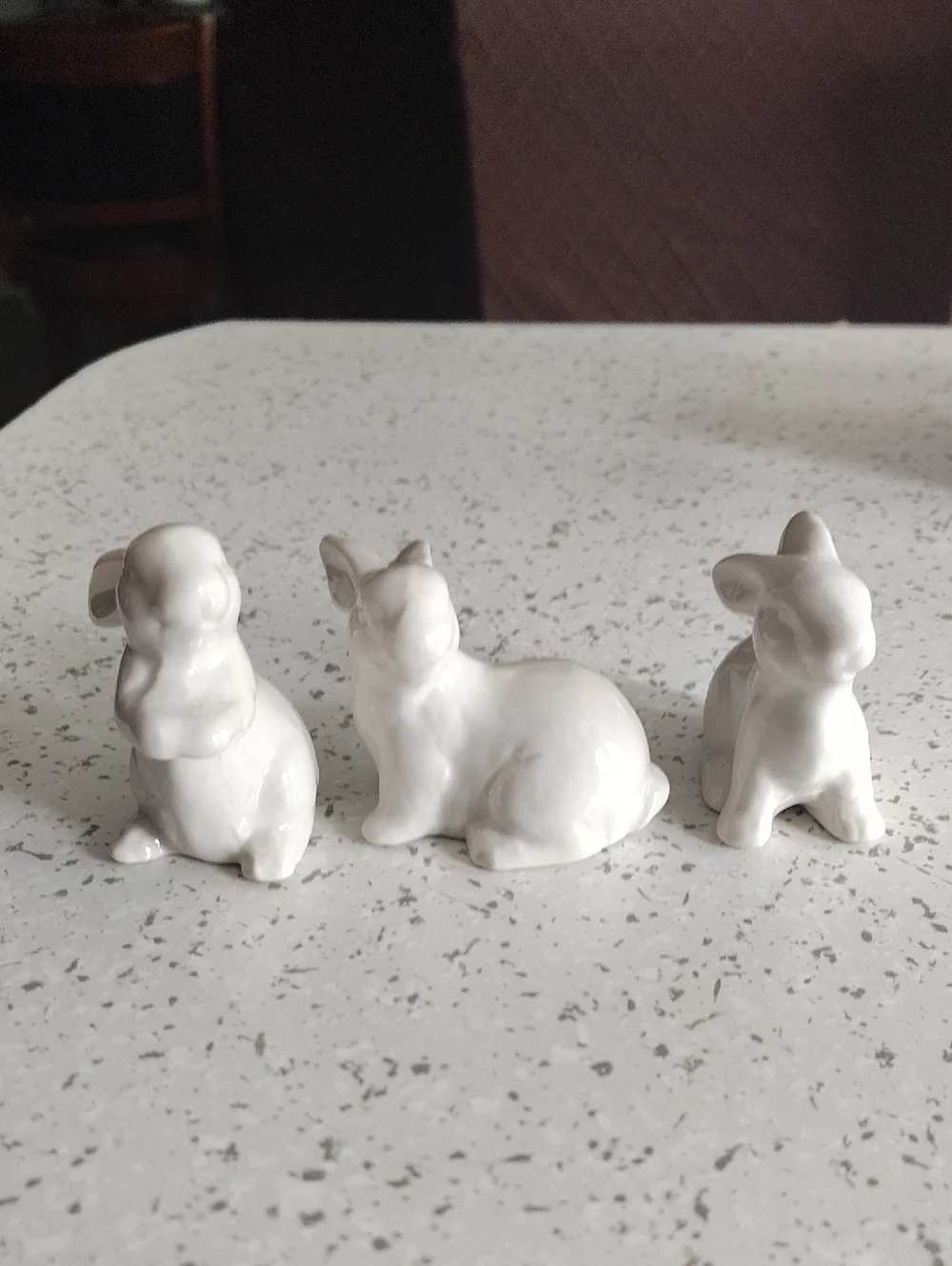 White Ceramic Bunny Figurine Set